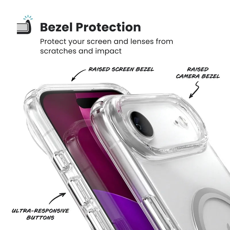 Speck Presidio Perfect Clear MagSafe – iPhone Air dėklas (skaidrus / sidabrinis)