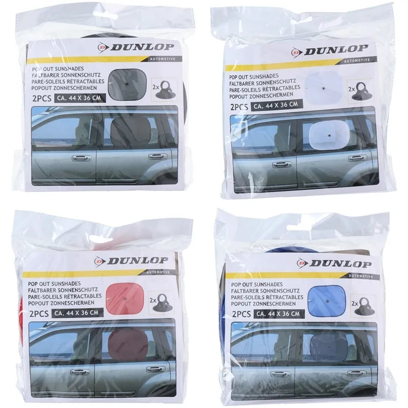 Dunlop – Automobilio šoninių langų skydelis nuo saulės, 36x44 cm, 2 vnt. (raudonas)