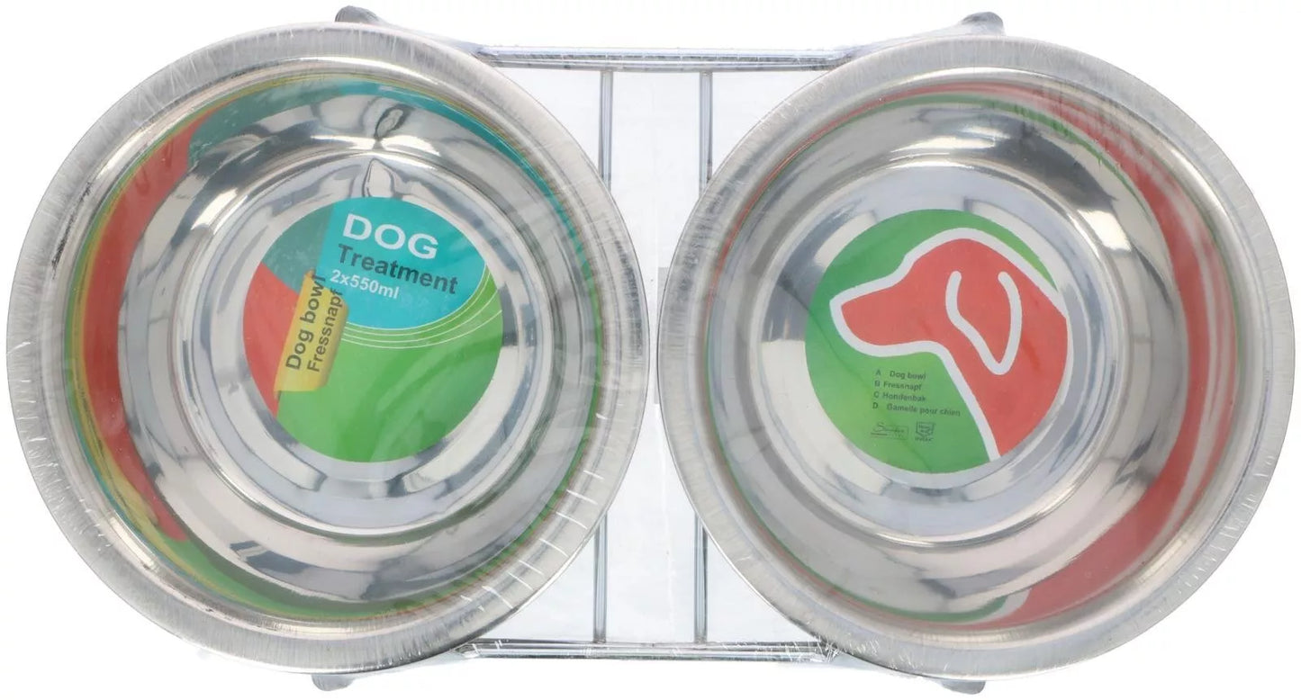 PET TREATMENT dviguba šuns dubenėlių stotelė, 2 × 550 ml, 34 × 16,5 × 8,5 cm, 871125238938