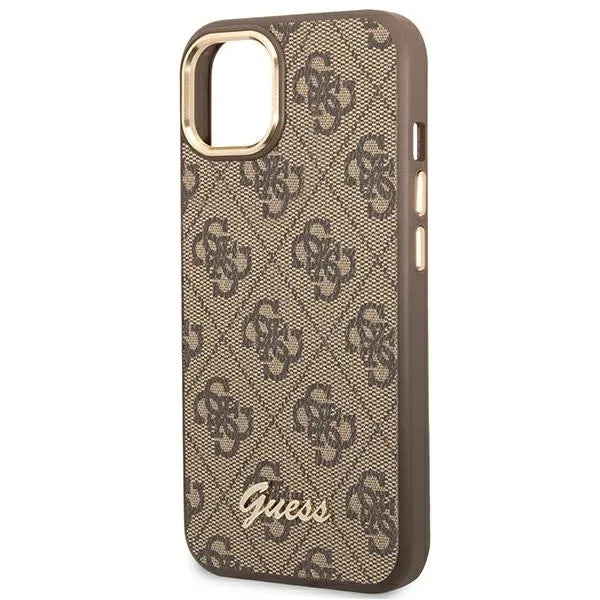 Guess 4G Metal Camera Outline dėklas – dėklas iPhone 14 Plus telefonui (rudas)