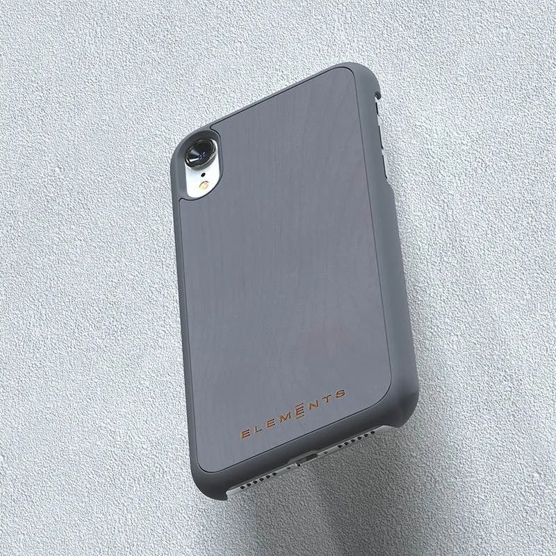Nordic Elements Original Gefion – dėklas iPhone XR su tikros klevo medienos apdaila (Mid Grey)
