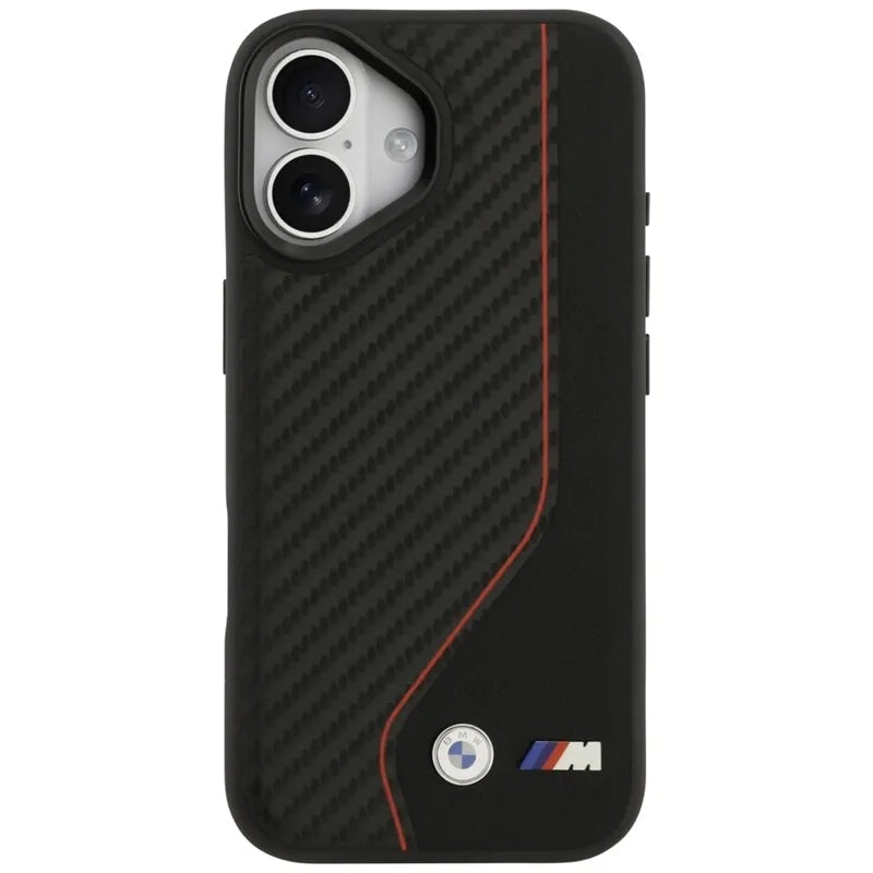 BMW M Carbon Line & Logo MagSafe – dėklas iPhone 17 (raudonas)