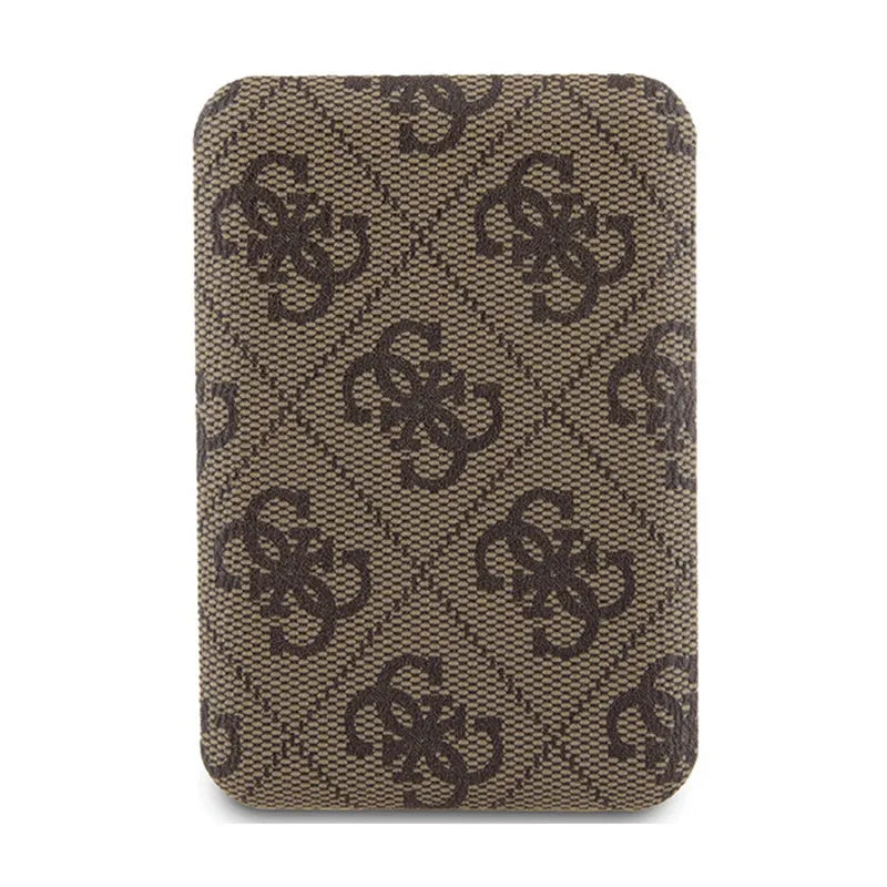 Guess 4G Leather Metal Logo MagSafe - indukcinė išorinė baterija 5000 mAh 15W MagSafe (ruda)