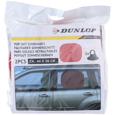 Dunlop – Automobilio šoninių langų skydelis nuo saulės, 36x44 cm, 2 vnt. (raudonas)