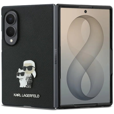 Karl Lagerfeld Saffiano Karl & Choupette Pin - Samsung Galaxy Z Fold 8 dėklas (juodas)