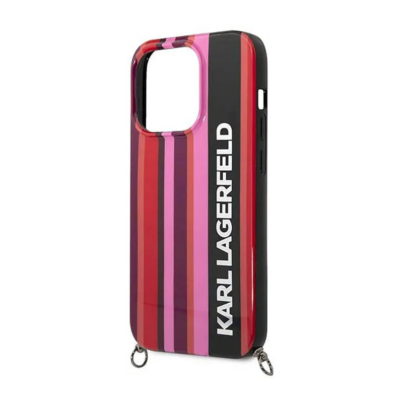 Karl Lagerfeld Color Stripes Strap – dėklas iPhone 14 Pro (rožinis)