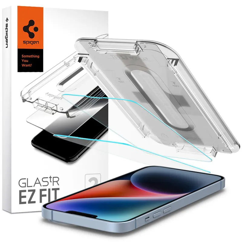Spigen GLAS.TR EZ FIT 2-Pack - Grūdintas stiklas, skirtas iPhone 17e / 16e / 14 / 13 Pro / 13, 2 vnt.