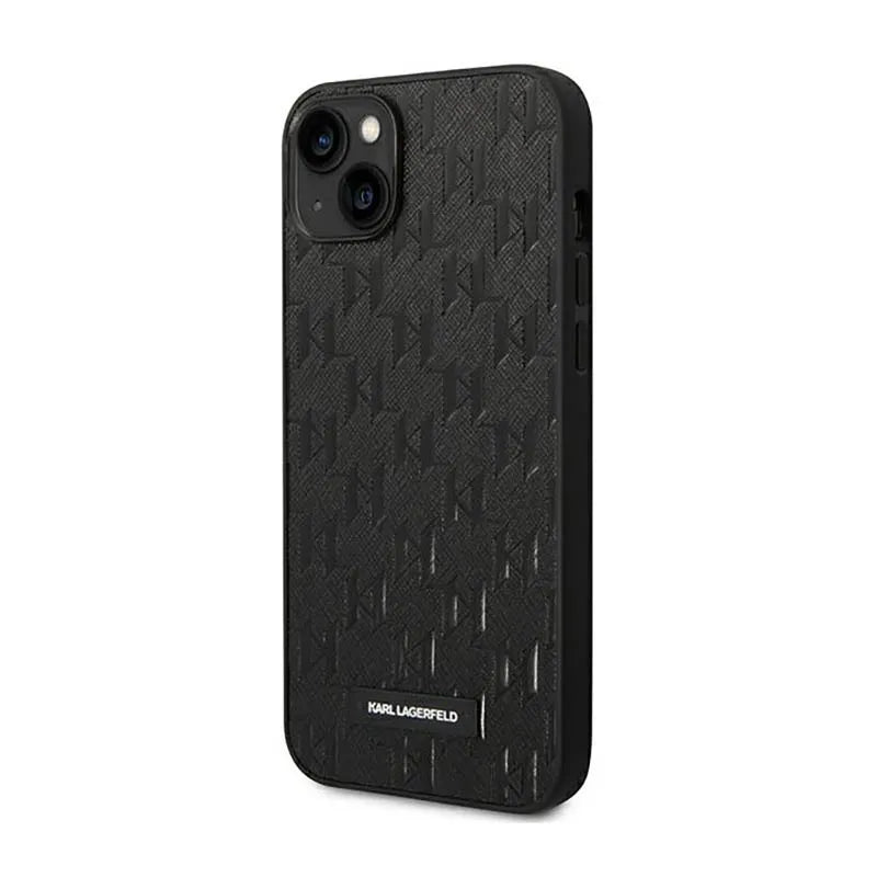 Karl Lagerfeld Saffiano Mono Metal Logo – dėklas iPhone 14 Plus (juodas)