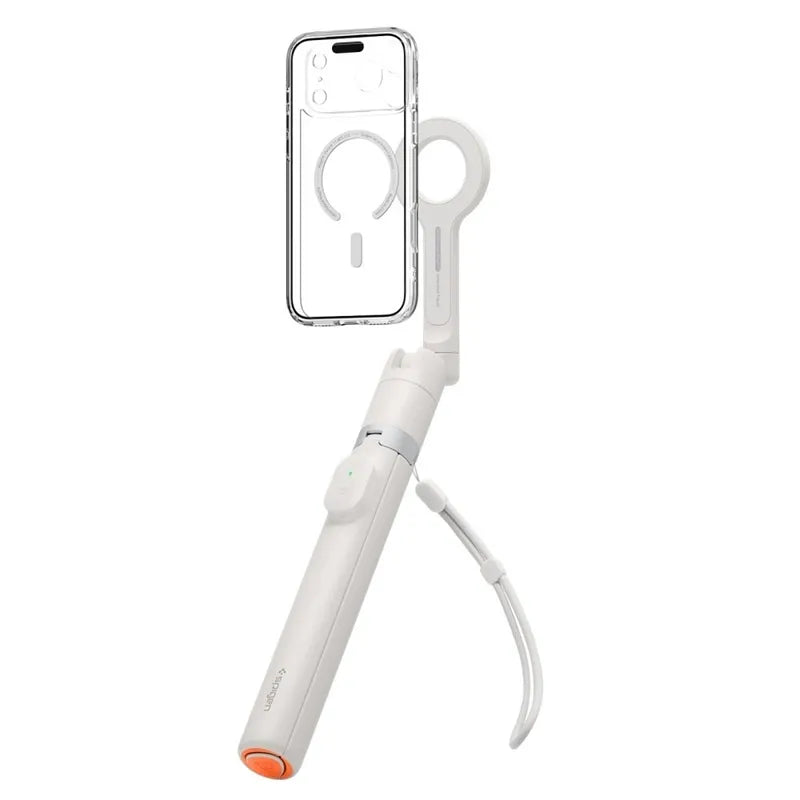 Spigen S582W MagSafe „Bluetooth“ asmenukių lazda su trikoju – išmaniojo telefono trikojis / asmenukių lazdos laikiklis (Dune Beige)