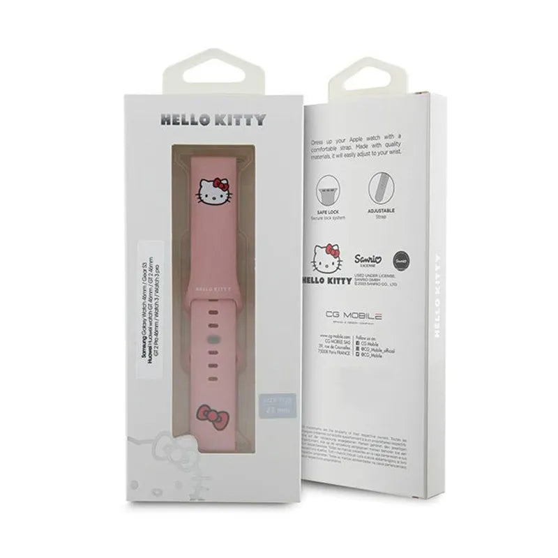 Hello Kitty Silicone Kitty Head - Universalus dirželis išmaniajam laikrodžiui 22 mm (rožinis)