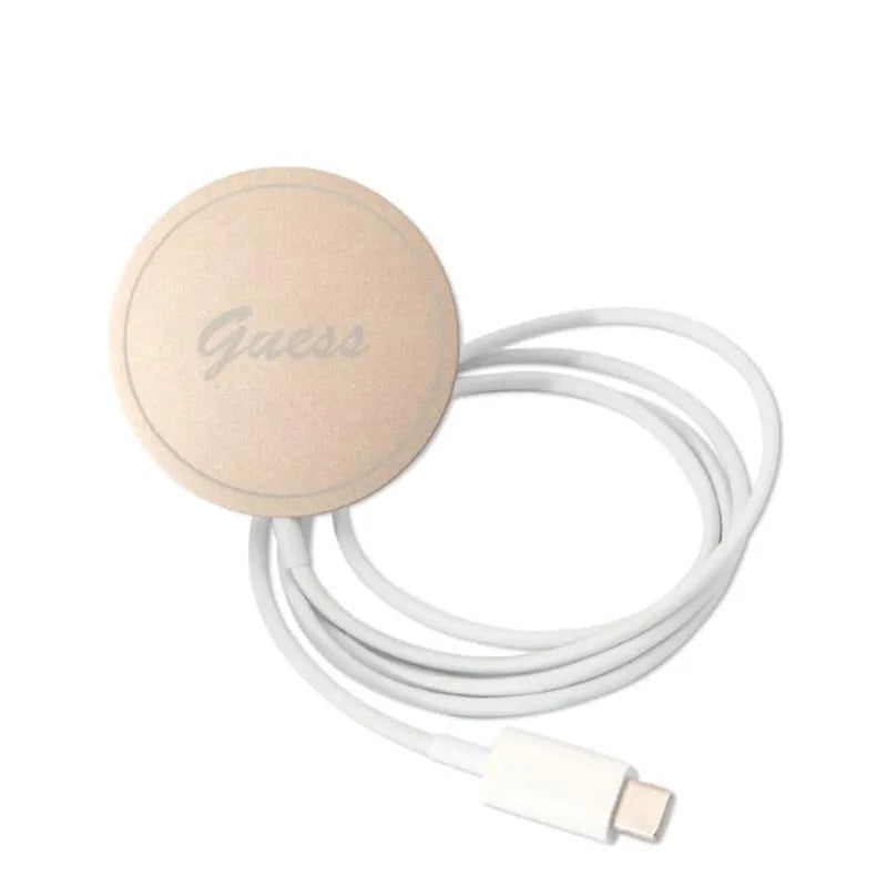 „Guess“ rinkinys „Bundle Pack MagSafe 4G“ – dėklo „iPhone 14 Pro“ ir „MagSafe“ įkroviklio komplektas (juodas/auksinis)