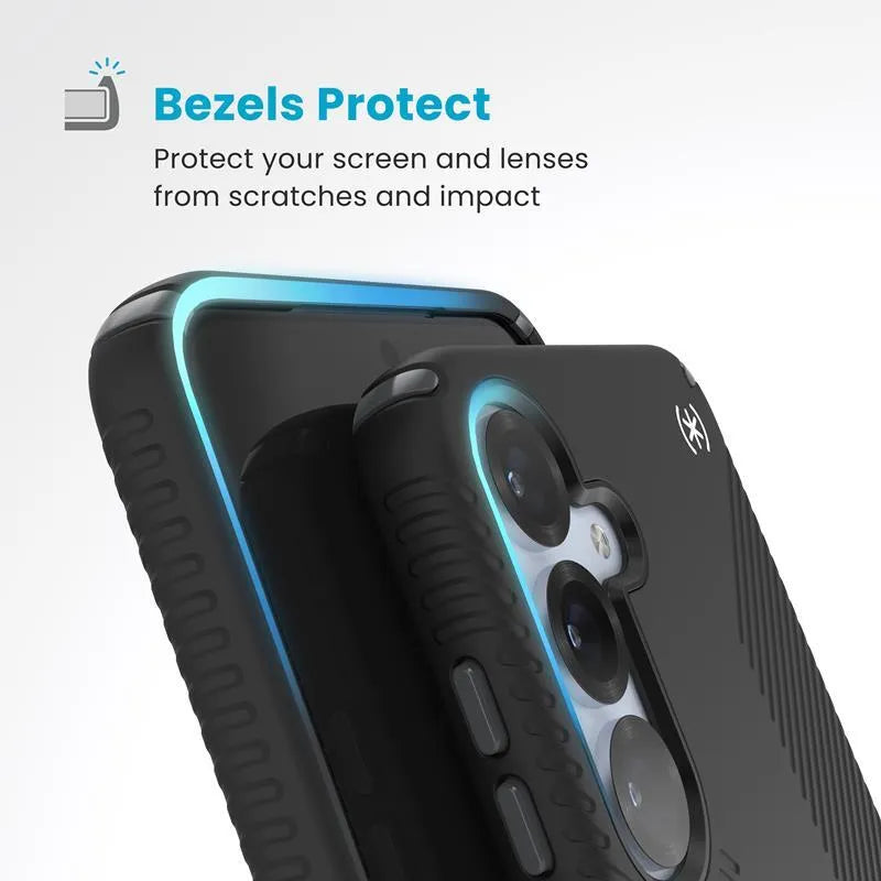 Speck Presidio2 Grip – Dėklas, skirtas Samsung Galaxy S25+ / 24+ (Juodas/Pilkas/Baltas)