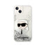 Karl Lagerfeld Liquid Glitter NFT Karl's Head - dėklas iPhone 14 Plus (sidabrinis)