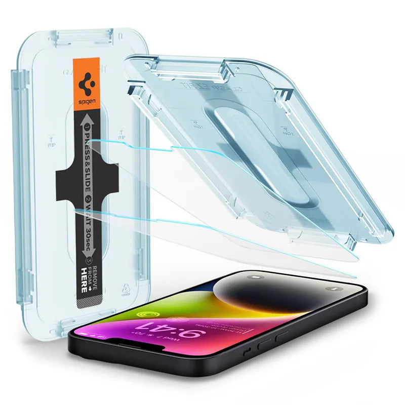 Spigen GLAS.TR EZ FIT 2-Pack - Grūdintas stiklas, skirtas iPhone 17e / 16e / 14 / 13 Pro / 13, 2 vnt.