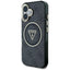 Guess IML Metal Glitter 4G Circle Triangle MagSafe – dėklas iPhone 16 (juodas)