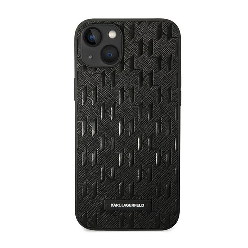 Karl Lagerfeld Saffiano Mono Metal Logo – dėklas iPhone 14 Plus (juodas)