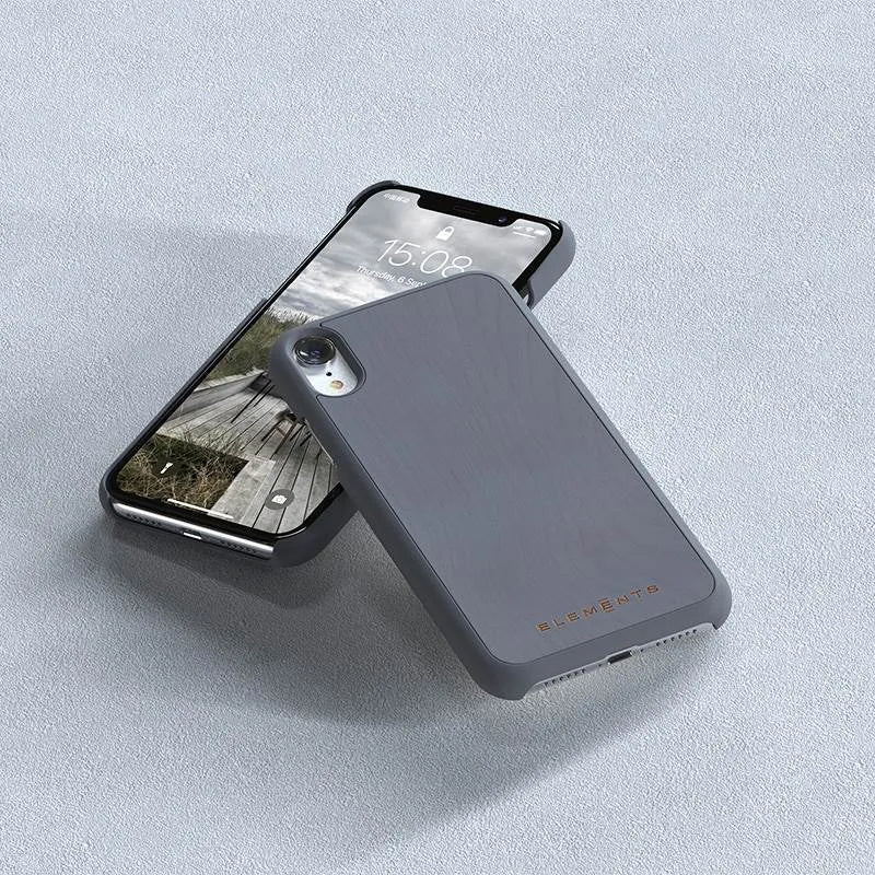 Nordic Elements Original Gefion – dėklas iPhone XR su tikros klevo medienos apdaila (Mid Grey)