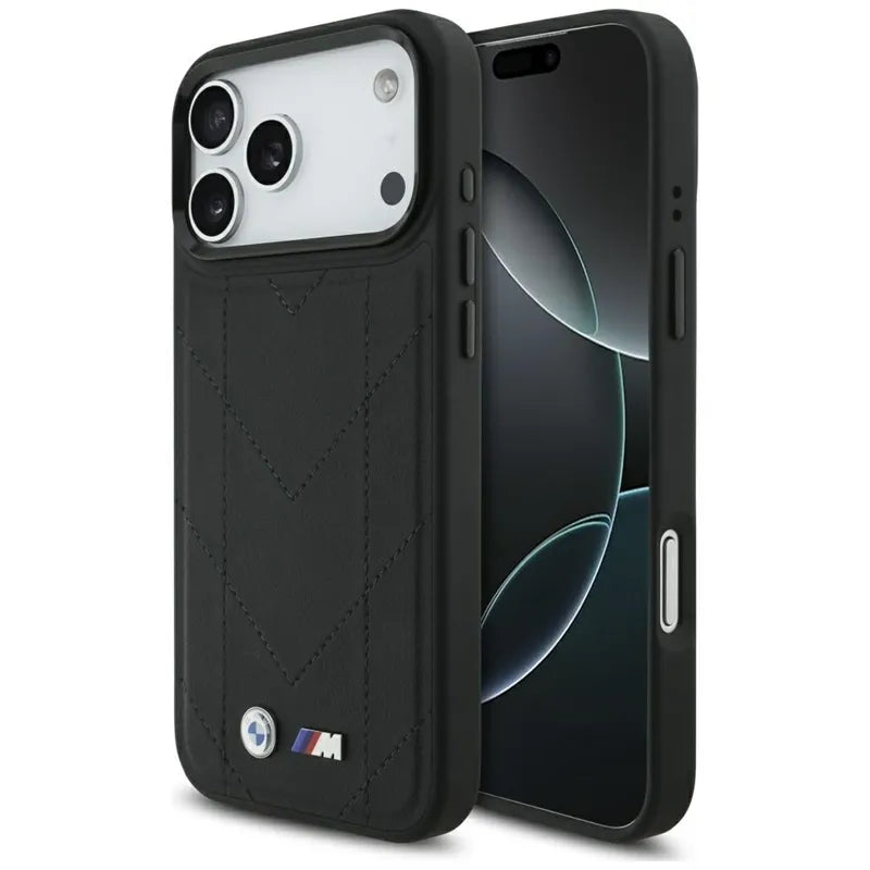 BMW M Quilted Logo MagSafe – „iPhone 17 Pro Max“ dėklas (juodas)