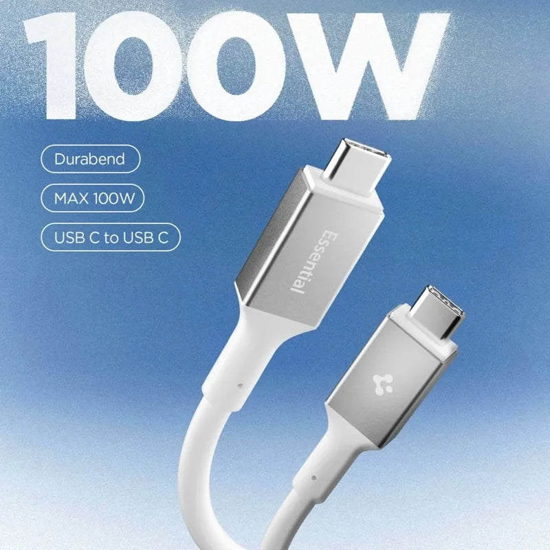 Spigen EB10020CC Essential – USB-C į USB-C PD laidas, 100W, 2m (Baltas)