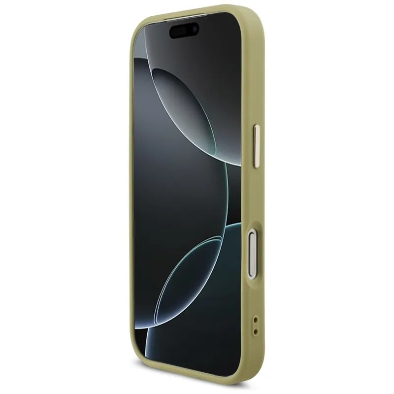 Guess Fixed Glitter Big 4G Metal Frame – Dėklas iPhone 17 Pro (auksinis)