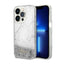 Guess Liquid Glitter Marble – dėklas iPhone 14 Pro (baltas)