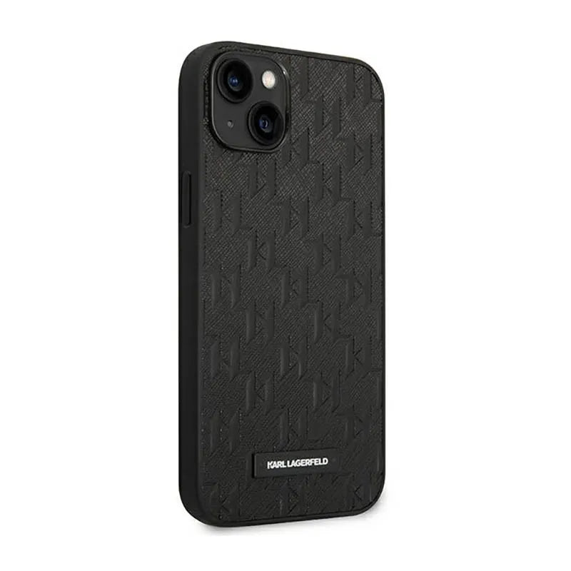 Karl Lagerfeld Saffiano Mono Metal Logo – dėklas iPhone 14 Plus (juodas)