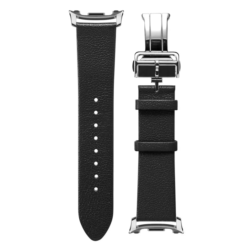 Spigen Enzo – natūralios odos dirželis Samsung Galaxy Watch 8 / 8 Classic 40 / 44 / 46 mm (juodas)