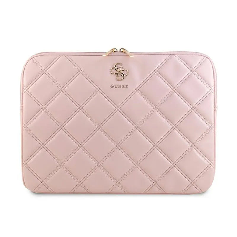 Guess Quilted 4G Sleeve – dėklas nešiojamam kompiuteriui 13" / 14" (rožinis)