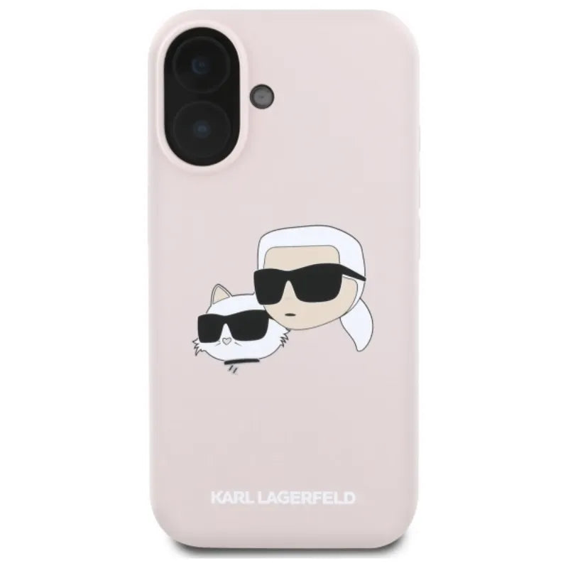 Karl Lagerfeld Silicone Double Heads Print MagSafe – Dėklas iPhone 16 (rožinis)
