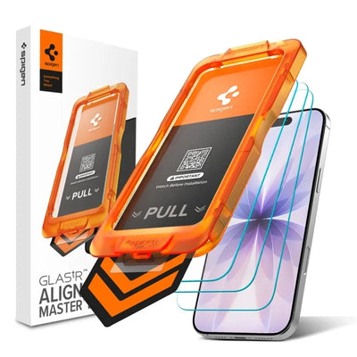 „Spigen Glas.tR AlignMaster Slim 3-Pack“ – grūdintas stiklas, skirtas „Apple iPhone 17“ (3 vnt.)