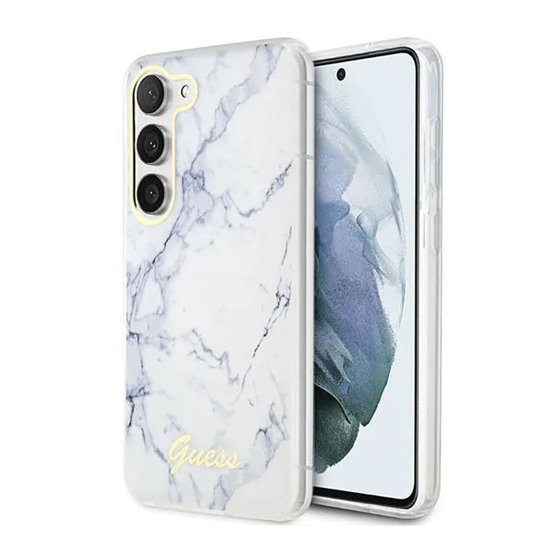 Guess Marble Collection – dėklas Samsung Galaxy S23+ (baltas)
