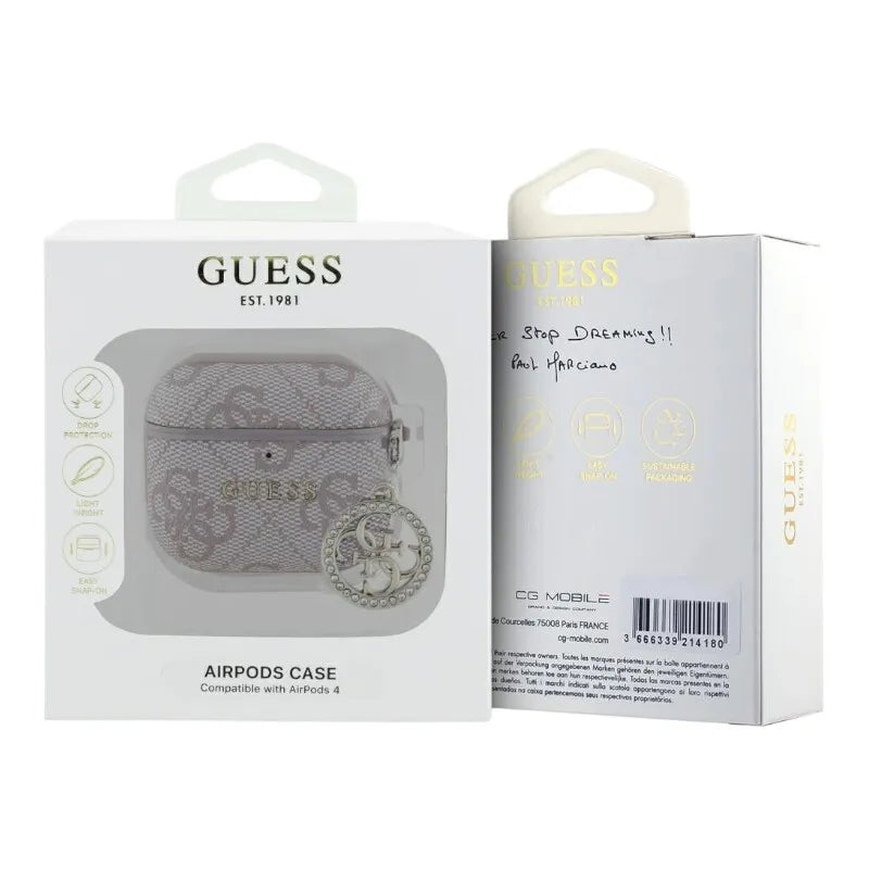 Guess 4G Strass Charm – AirPods 4 dėklas (rožinis)
