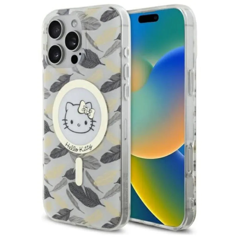 Hello Kitty IML Golden Leaves MagSafe – Dėklas, skirtas iPhone 16 Pro Max (baltas)
