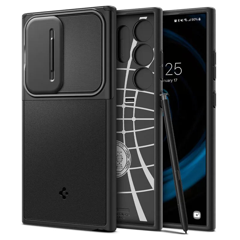 Spigen Optik Armor - Dėklas Samsung Galaxy S24 Ultra telefonui (Juodas)