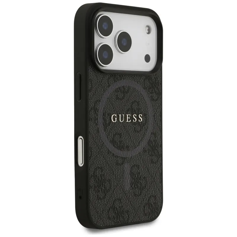 Guess 4G Ring Classic Logo MagSafe – dėklas iPhone 17 Pro (juodas)