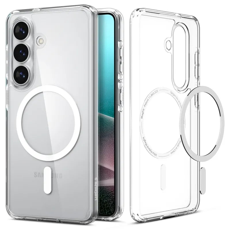 Spigen Ultra Hybrid Mag MagSafe – dėklas Samsung Galaxy S26+ (skaidrus/baltas)