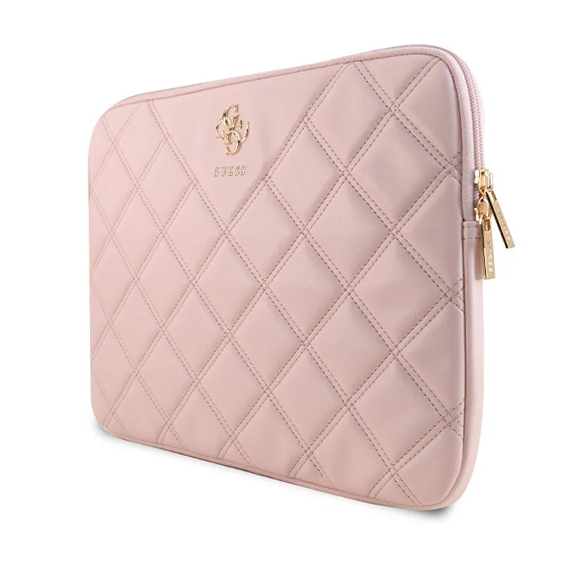 Guess Quilted 4G Sleeve – dėklas nešiojamam kompiuteriui 13" / 14" (rožinis)