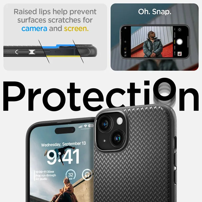 Spigen Mag Armor MagSafe – dėklas iPhone 15 telefonui (matinis juodas)
