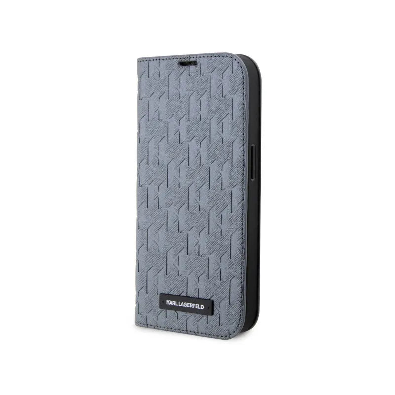 Karl Lagerfeld Booktype Saffiano Monogram – Dėklas iPhone 14 (Sidabrinis)