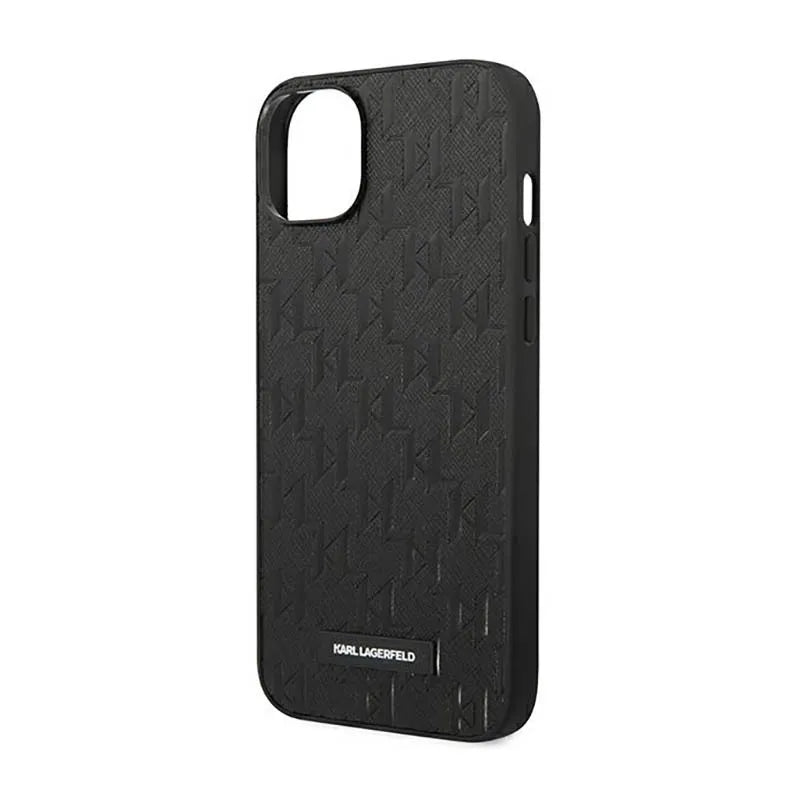 Karl Lagerfeld Saffiano Mono Metal Logo – dėklas iPhone 14 Plus (juodas)