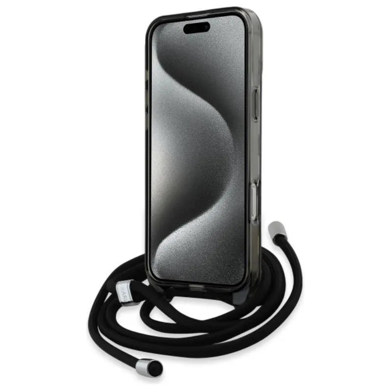 Karl Lagerfeld IML Crossbody Monogram Karl & Choupette Head MagSafe – dėklas „iPhone 16 Pro“ telefonui (juodas)