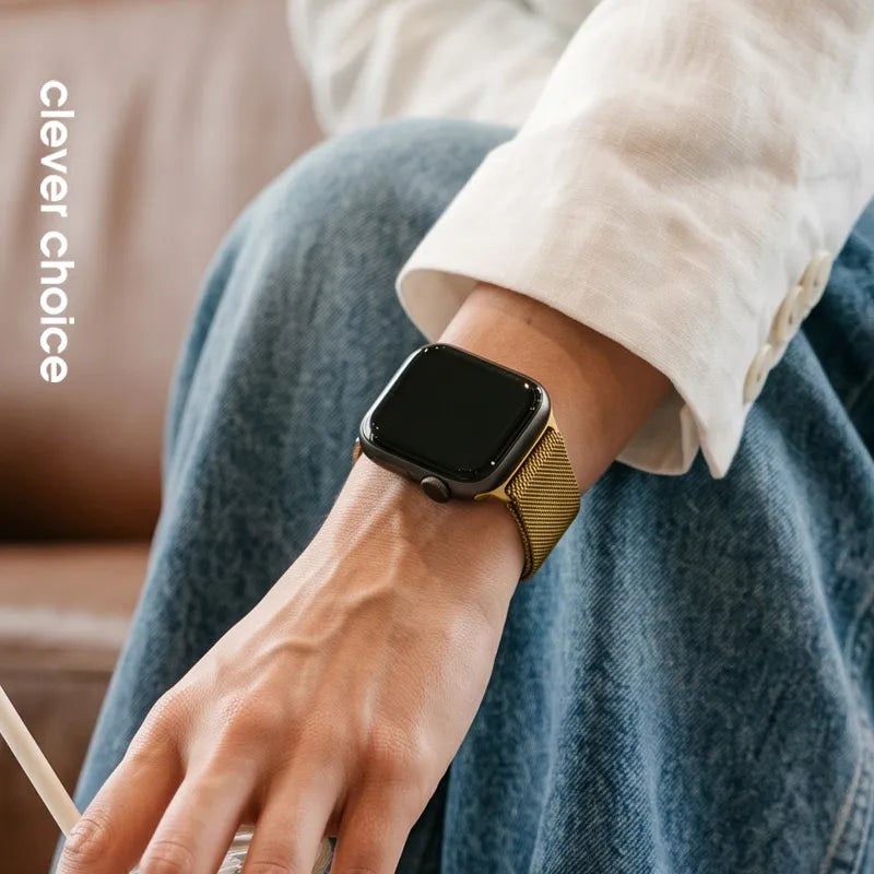 Crong Milano Steel – nerūdijančio plieno dirželis Apple Watch 38/40/41/42 mm (auksinis)