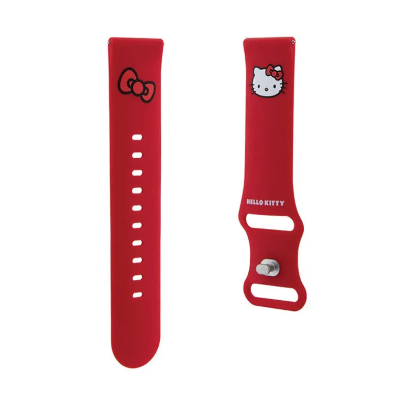 Hello Kitty Silicone Kitty Head – Universalus dirželis išmaniajam laikrodžiui 22 mm (raudonas)
