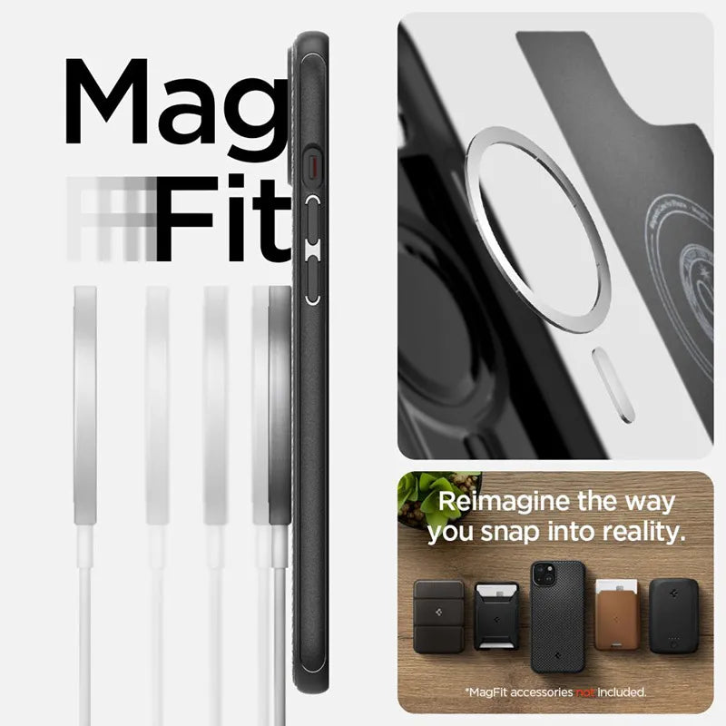 Spigen Mag Armor MagSafe – dėklas iPhone 15 telefonui (matinis juodas)