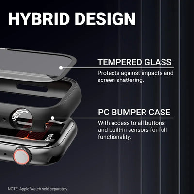 Crong Hybrid Watch Case – dėklas su stiklu, skirtas Apple Watch 41mm (Starlight)