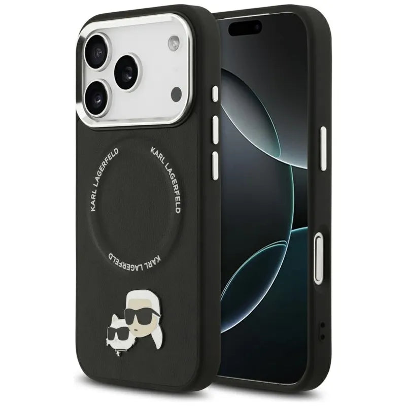 Karl Lagerfeld Karl & Choupette Pins MagSafe – dėklas iPhone 17 Pro (juodas)