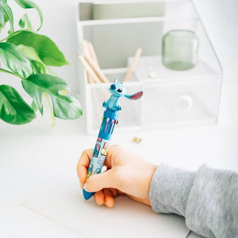 Disney Stitch – 10 spalvų automatinis tušinukas su 3D figūrėle