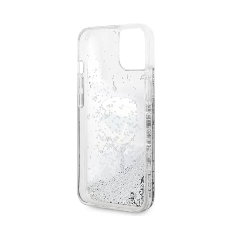 Karl Lagerfeld Liquid Glitter NFT Karl's Head - dėklas iPhone 14 Plus (sidabrinis)