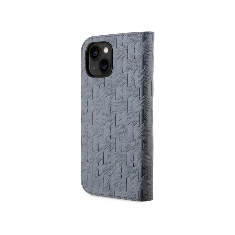 Karl Lagerfeld Booktype Saffiano Monogram – Dėklas iPhone 14 (Sidabrinis)
