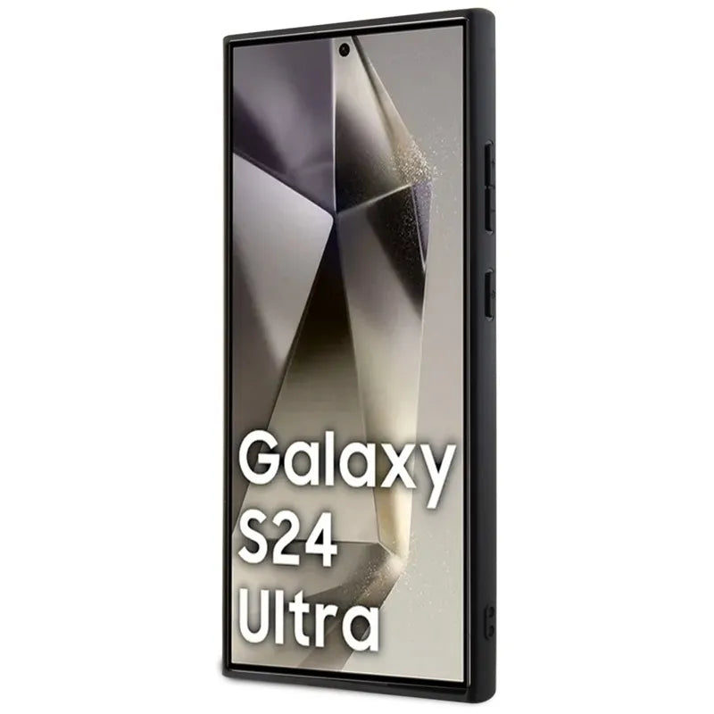 Guess 4G Triangle Strass – dėklas Samsung Galaxy S24 Ultra (ruda)